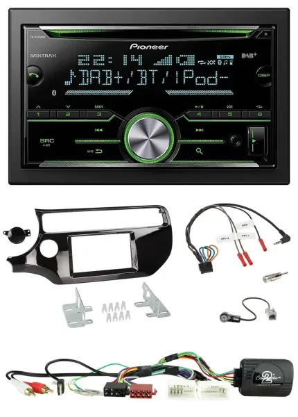 Pioneer Bluetooth Lenkrad DAB 2DIN USB CD Autoradio für Kia Rio UB ab 2015 piano