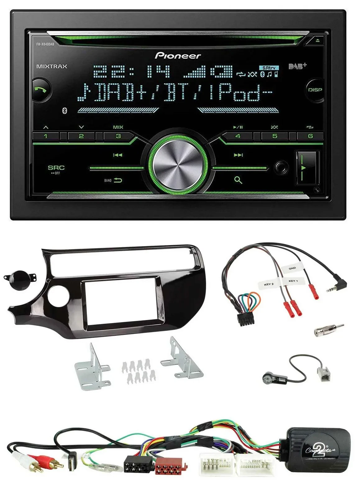 Pioneer Bluetooth Lenkrad DAB 2DIN USB CD Autoradio für Kia Rio UB ab 2015 piano