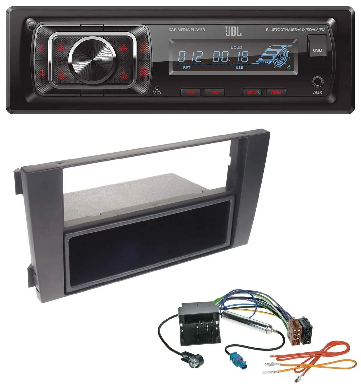 Автомагнитола для Audi A6 (2001–2005) C5 JBL Bluetooth, USB, AUX, SD, MP3, Quadlock