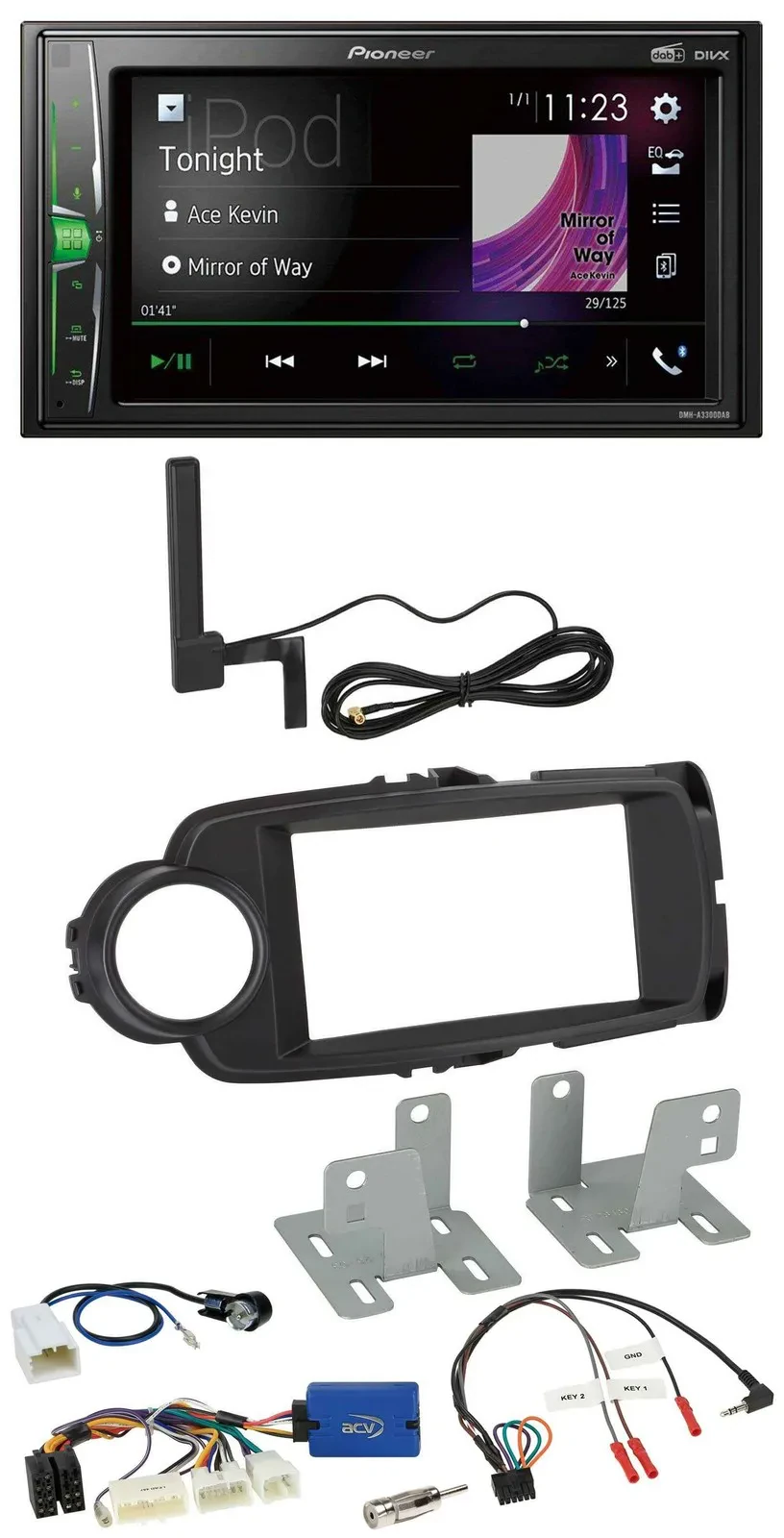 Автомагнитола для Toyota Yaris (с 2014) Pioneer 2-DIN, Bluetooth, DAB, MP3, черная