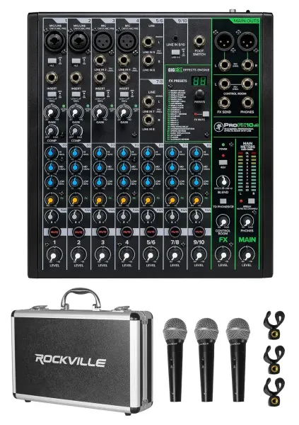 Mackie ProFX10v3 10-Channel Professional Effects Mixer w/USB+(3) Mics ProFX10 v3