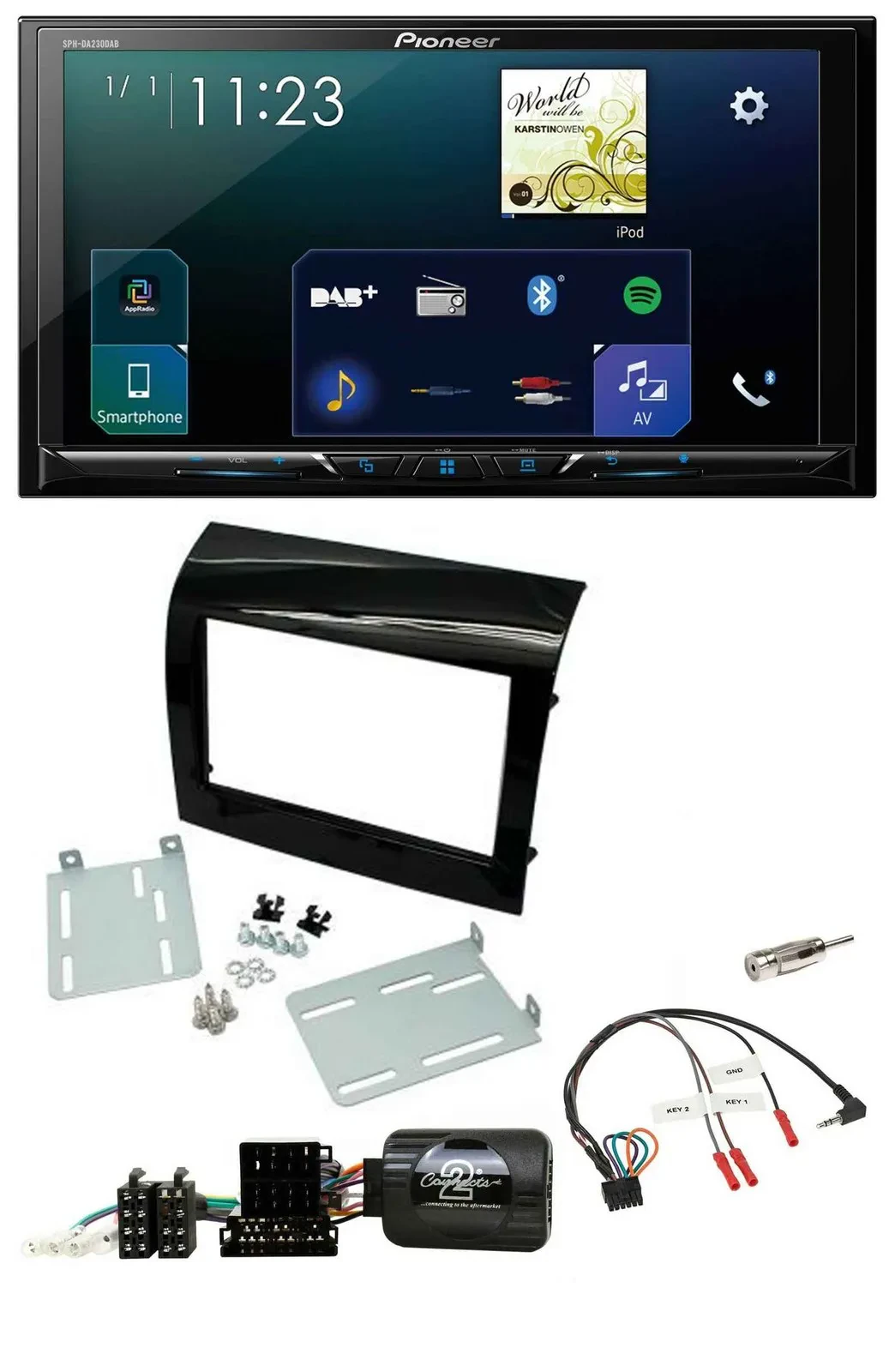 Pioneer Lenkrad Bluetooth USB 2DIN DAB Autoradio für Fiat Ducato 2012-2015 Piano