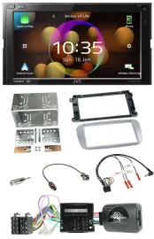 JVC DAB Lenkrad 2DIN Bluetooth USB Autoradio für Ford Mondeo S-Max Profi silber