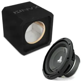 NVX NE81S Single 8" Sealed 3/4" MDF Sub Enclosure w/ W1v3 Car Subwoofer