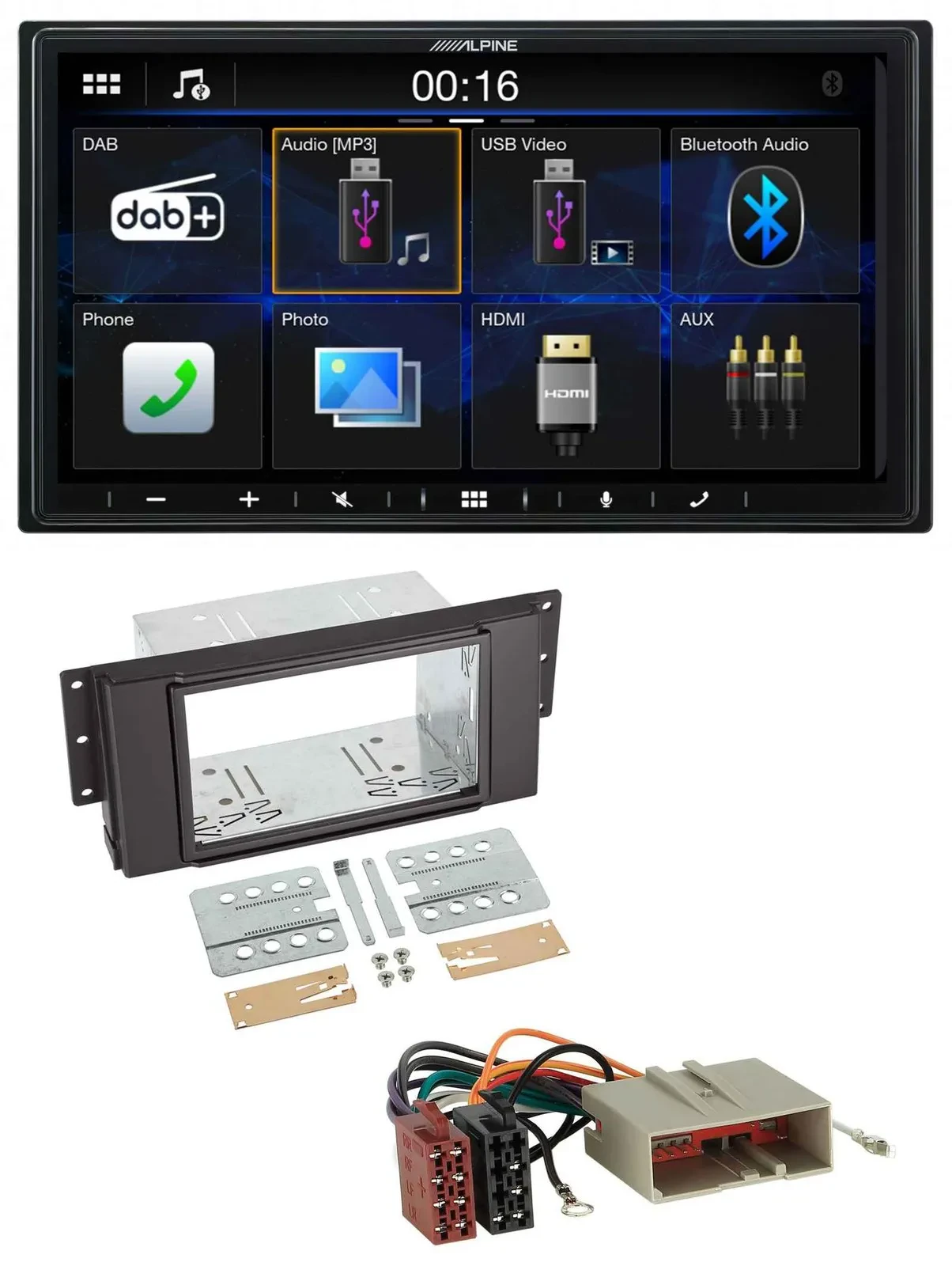 Alpine Bluetooth 2DIN MP3 DAB USB Autoradio für LandRover Freelander 06
