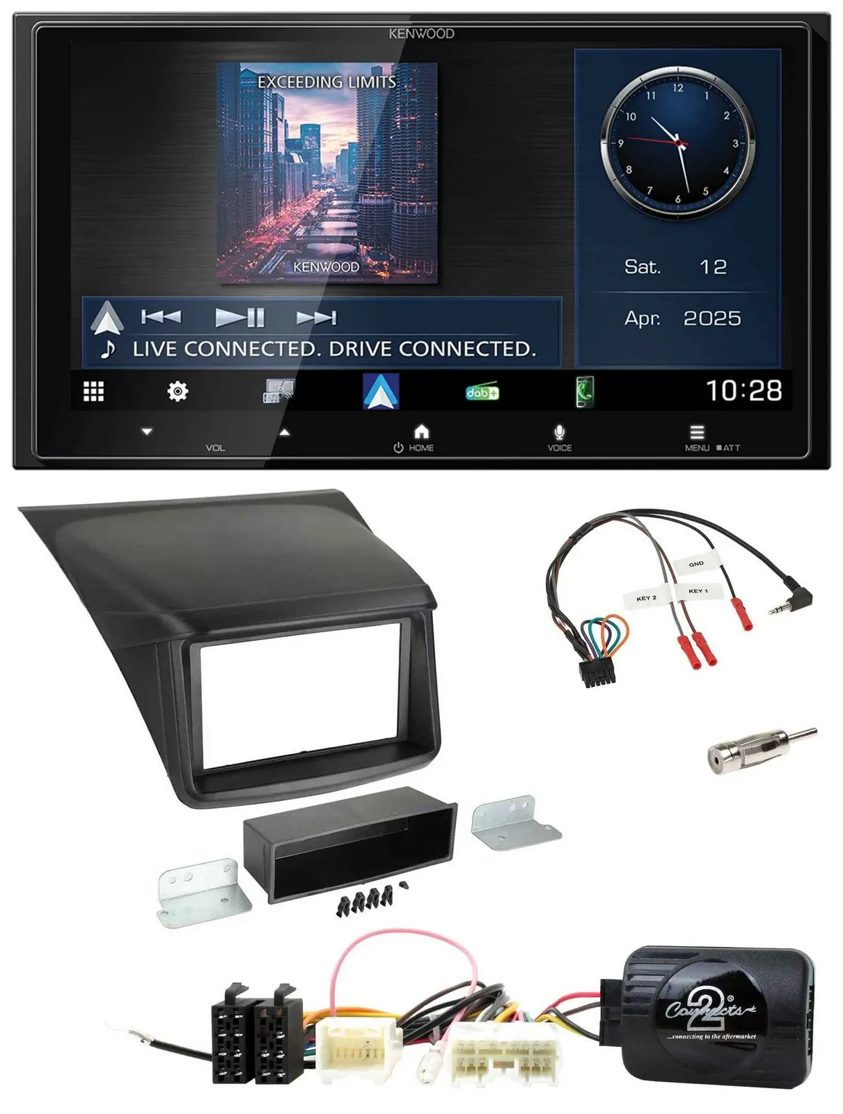 Автомагнитола для Mitsubishi L200 (2010–2015) Kenwood 2DIN Bluetooth USB DAB, поддержка кнопок на руле