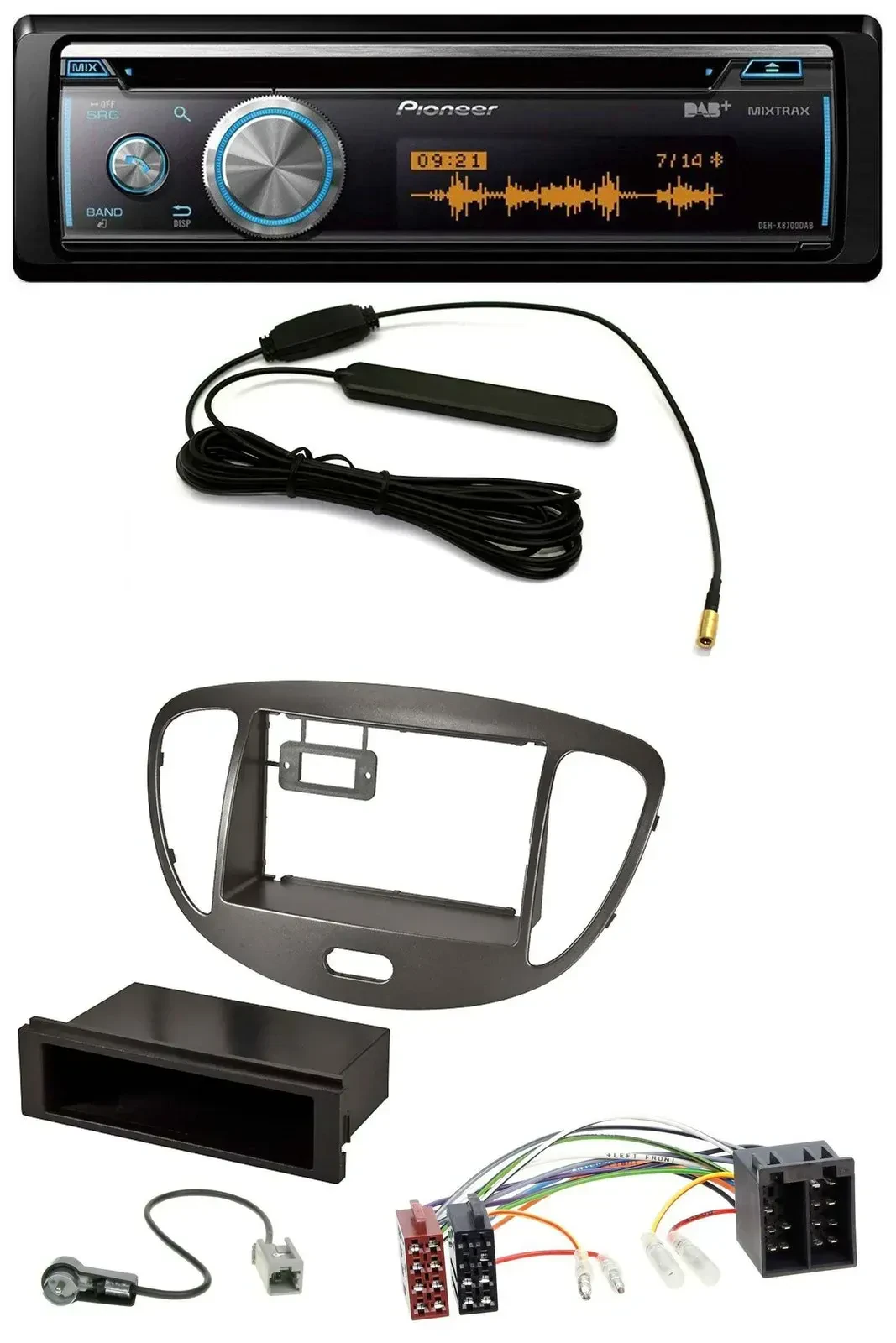 Pioneer CD USB Bluetooth DAB MP3 Autoradio für Hyundai i10 2008-2013 dunkelsilbe