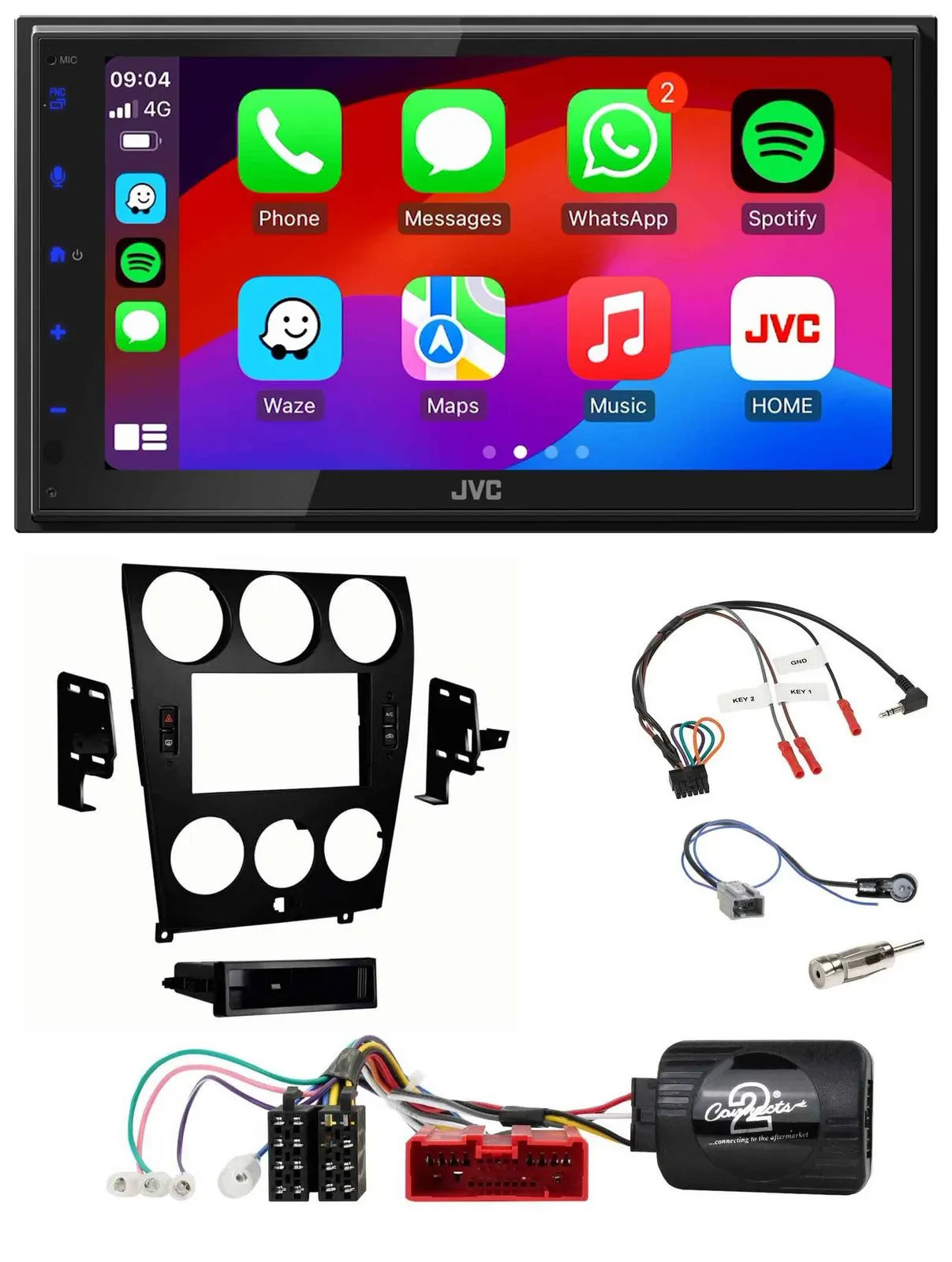 JVC Bluetooth 2DIN Lenkrad DAB USB Autoradio für Mazda 6 2006-2008