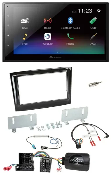 Pioneer USB Bluetooth DAB 2DIN Lenkrad Autoradio für Fiat Doblo ab 15 Mini-ISO p
