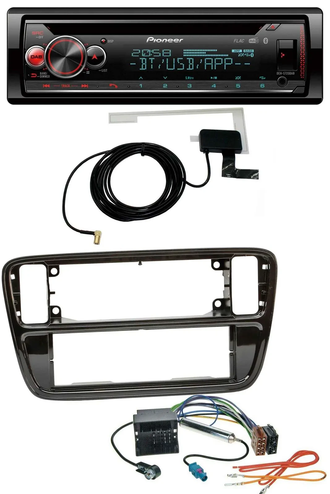 Pioneer DAB CD MP3 USB Bluetooth Autoradio für VW Up AA AAN 2011-2016 piano blac