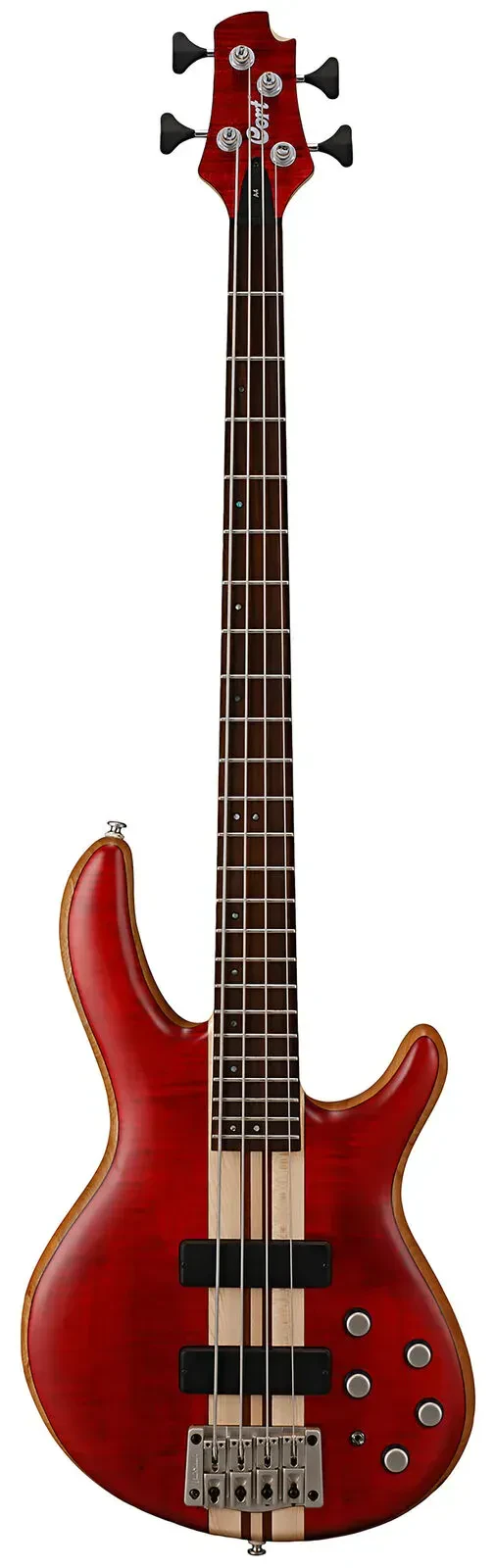 Б/У Бас-гитара Cort A4 Plus FMMH OPBC 4-струнная, цвет бордовый, отделка Open Pore