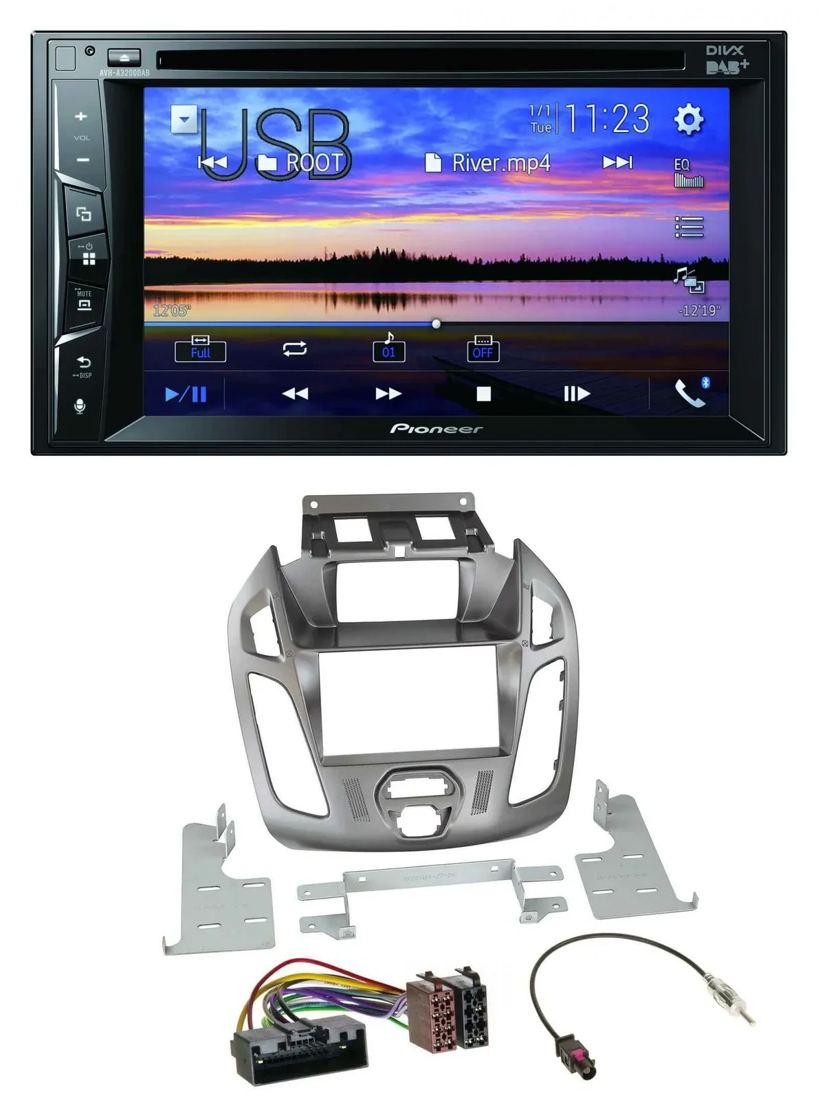 Pioneer Bluetooth 2DIN USB DVD DAB MP3 Autoradio für Ford Transit 12-18 Display
