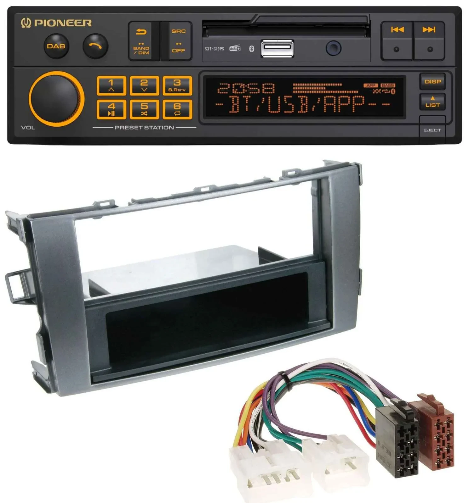 Pioneer DAB MP3 USB Bluetooth Autoradio für Toyota Auris 07-12 anthrazit-grau