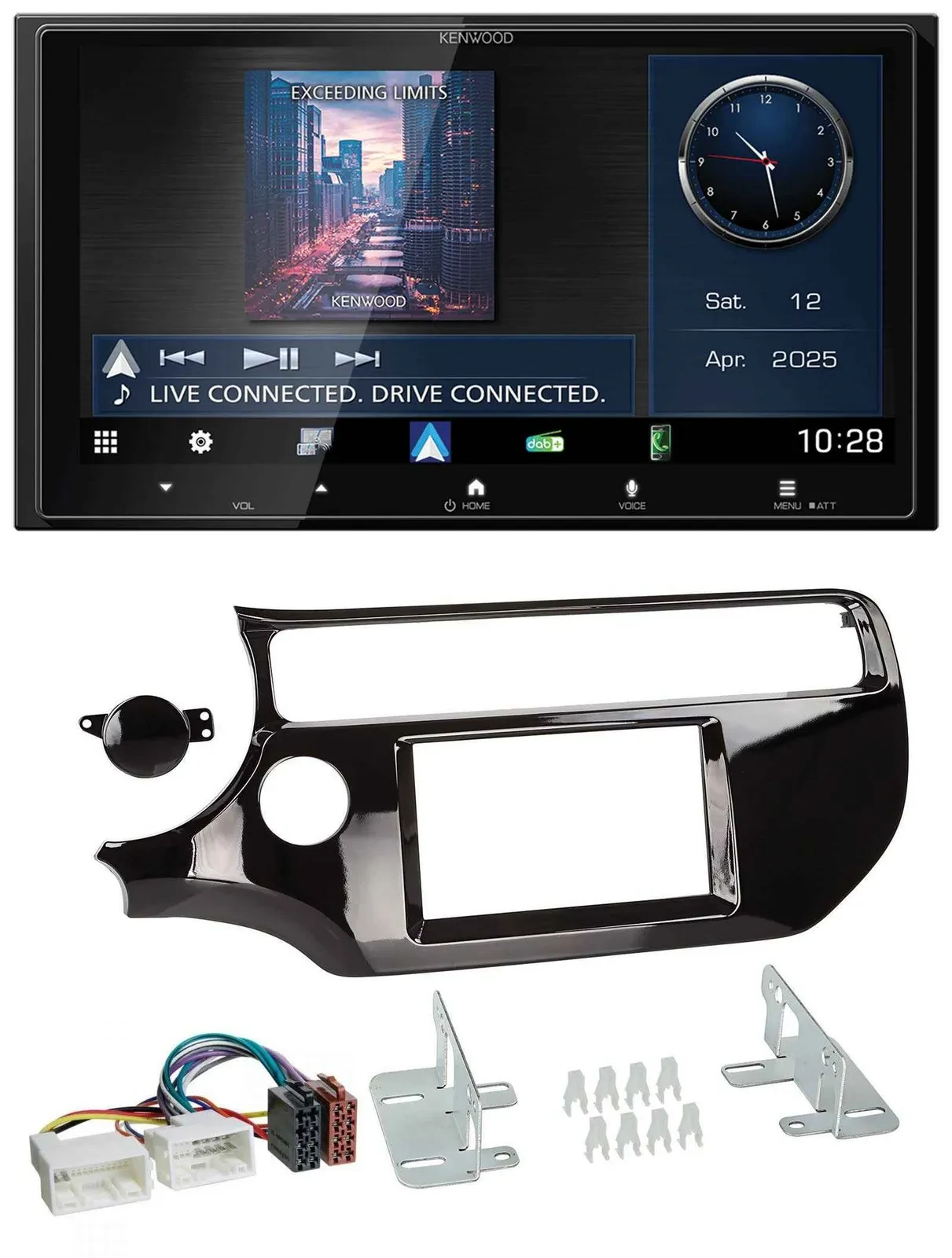 Kenwood Bluetooth 2DIN USB DAB MP3 Autoradio für Kia Rio UB ab 15 piano-schwarz