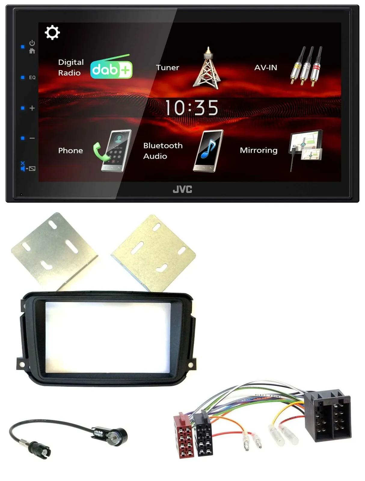 JVC USB Bluetooth MP3 DAB 2DIN Autoradio für Smart ForTwo 2010-2015 ISO