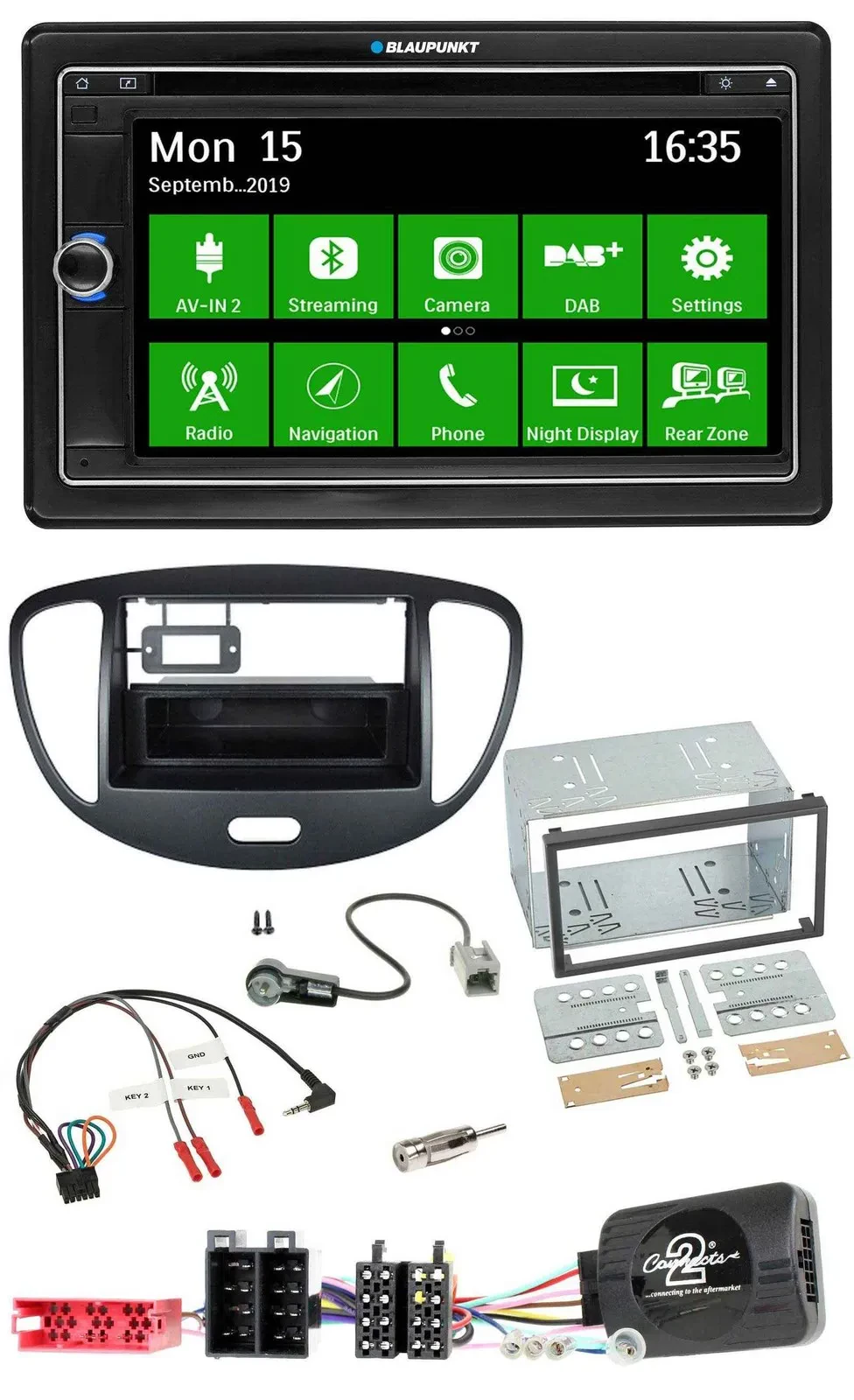 Blaupunkt Bluetooth 2DIN Lenkrad DAB USB TMC Navigation für Hyundai i10 2009-201