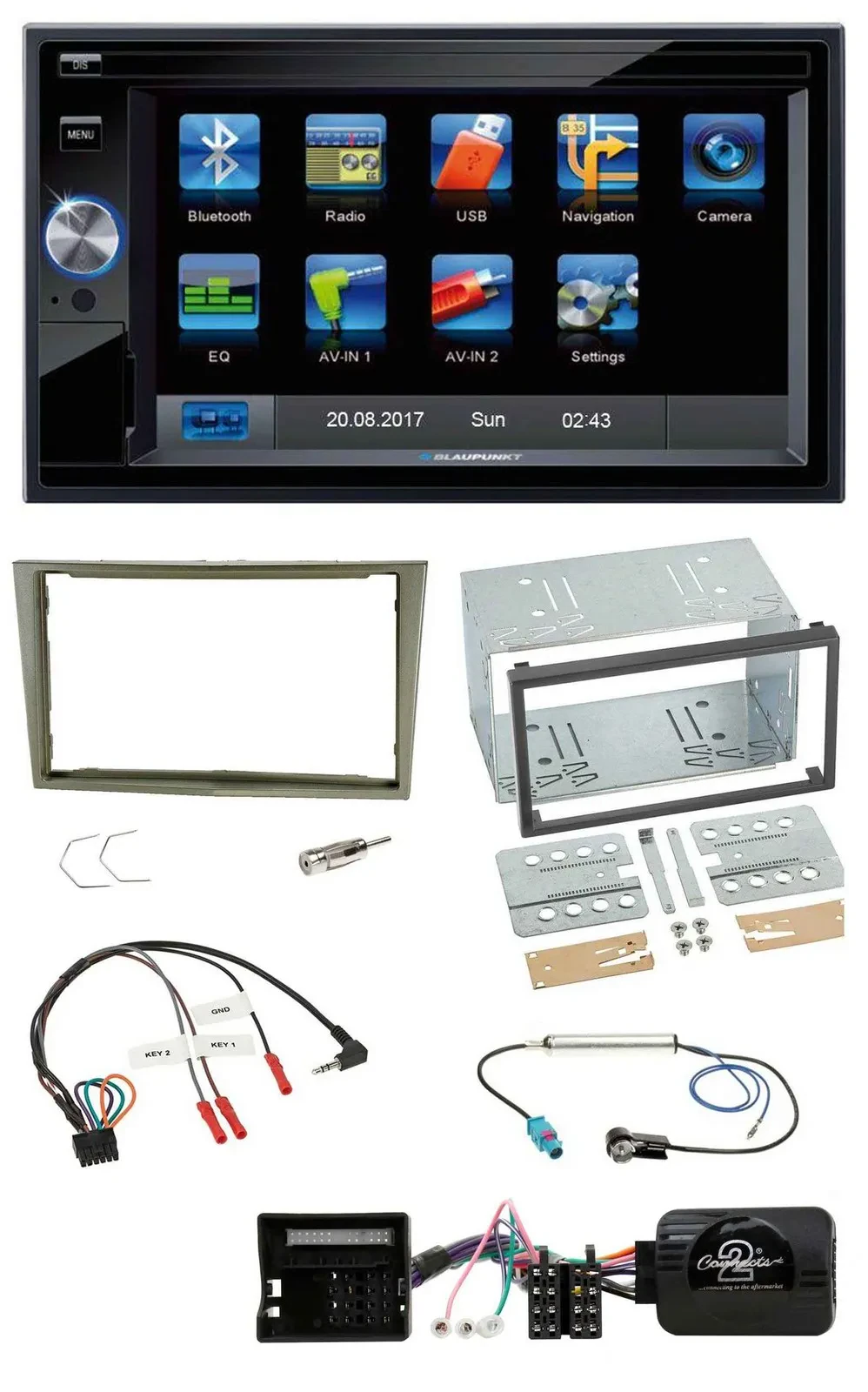 Blaupunkt SD USB TMC Bluetooth 2DIN Lenkrad Navigation für Opel Corsa D Astra H