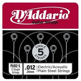 Отдельная стальная струна D'Addario Plain Steel PL012-5 12