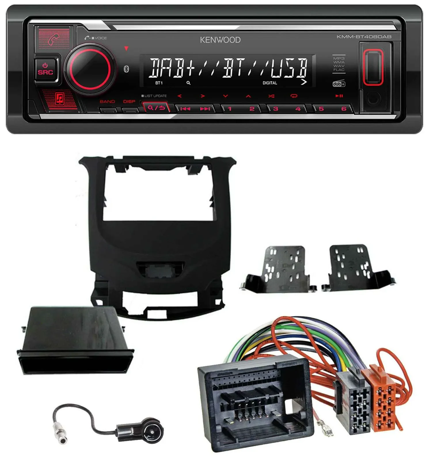 Автомагнитола для Chevrolet Cruze (с 2016) Kenwood MP3, Bluetooth, USB, DAB, черный (глянцевый)