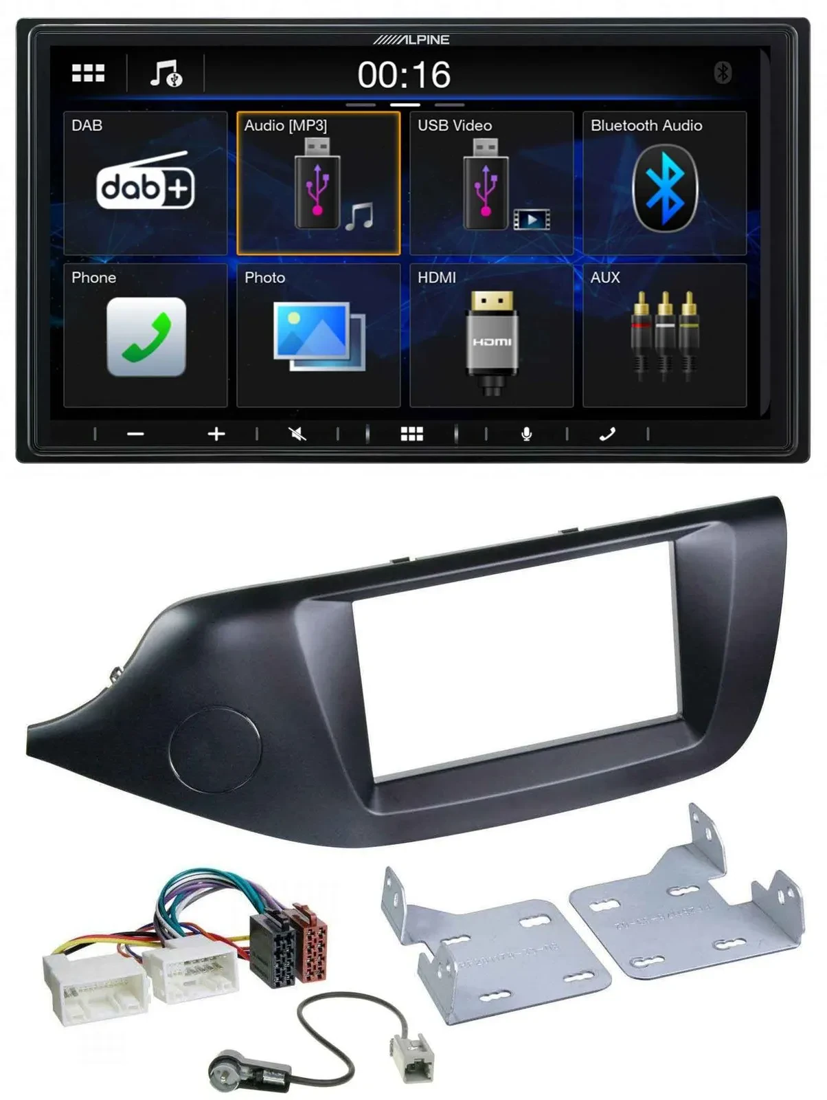 Alpine Bluetooth 2DIN MP3 DAB USB Autoradio für Kia Ceed (ab 12) schwarz