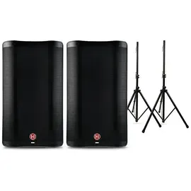 Harbinger VARI 2300 Powered Speakers Package with Speaker Stands 12" Mains