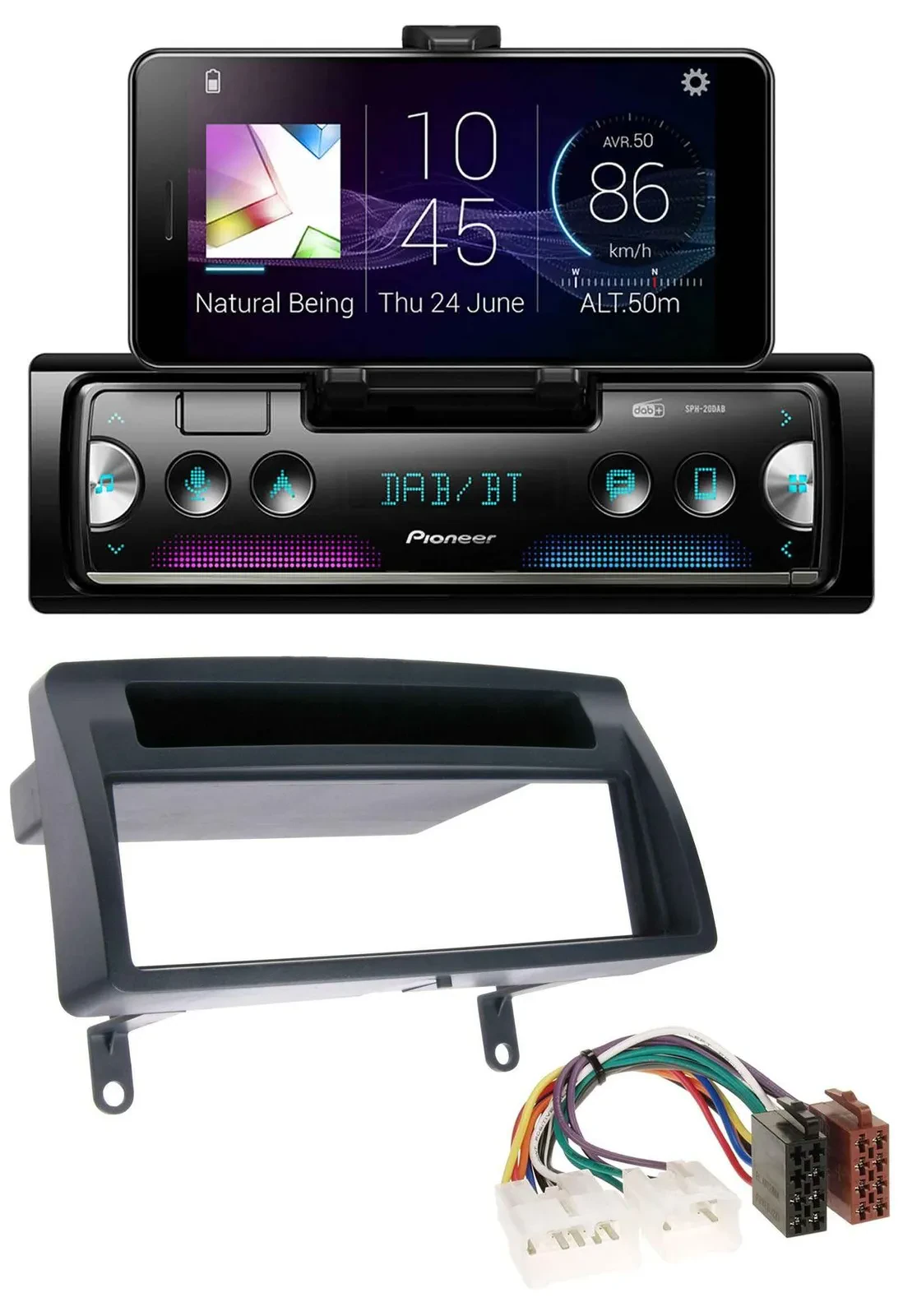 Автомагнитола для Toyota Corolla E12 (2003–2008) Pioneer USB/MP3, Bluetooth, DAB, цвет темно-серый