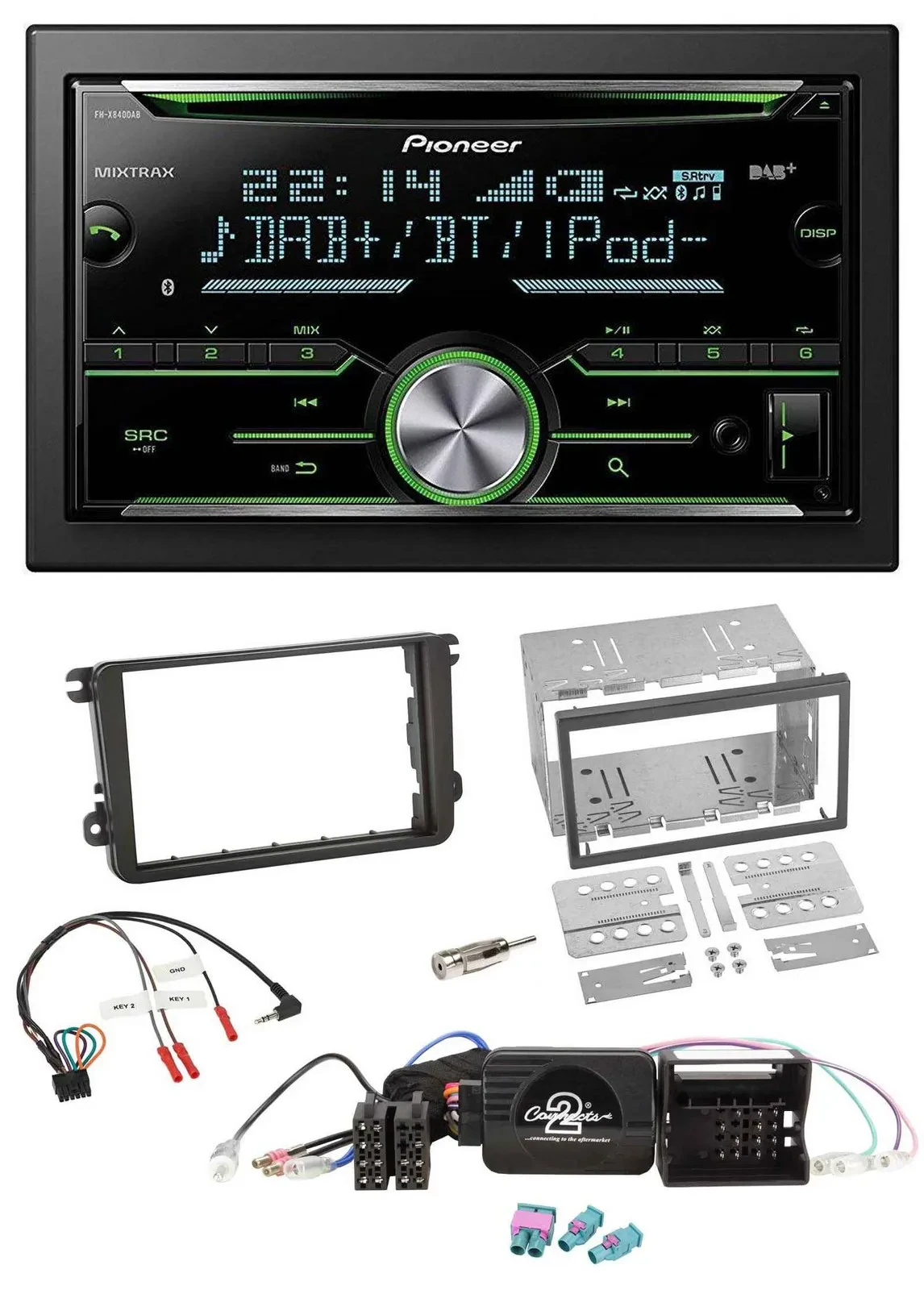 Pioneer Bluetooth Lenkrad DAB 2DIN USB CD Autoradio für VW Passat Polo Scirocco