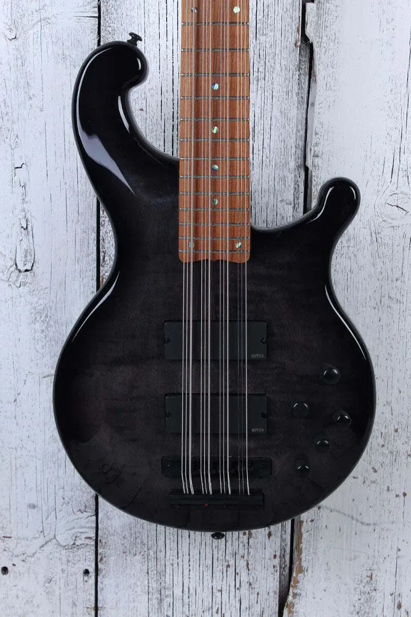 Dean Rhapsody 12 Trans Black 12 String Electric Bass Guitar EMG HH RH12 TBK