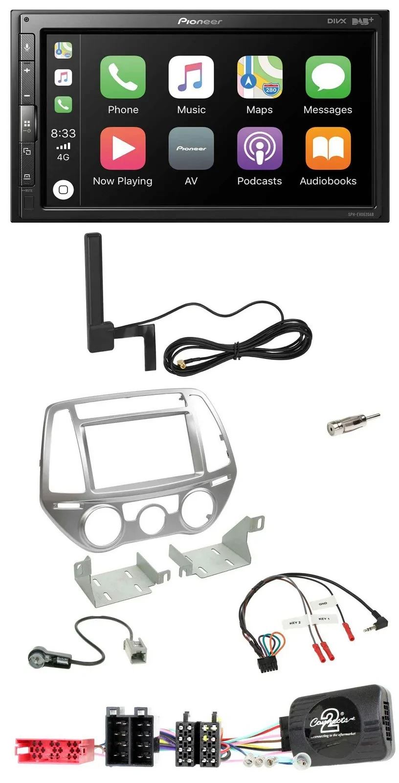 Pioneer USB 2DIN Bluetooth DAB Lenkrad Autoradio für Hyundai i20 2012-2014 man.