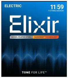 Струны для 7-струнной электрогитары Elixir 12106 NanoWeb Medium 11-59