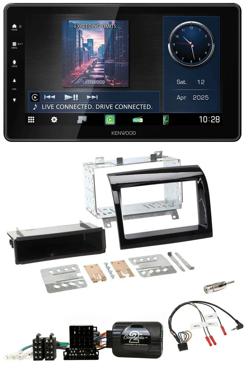 Автомагнитола для Fiat Ducato (2012–2015) Kenwood Bluetooth, USB, DAB, черный (Piano Black)