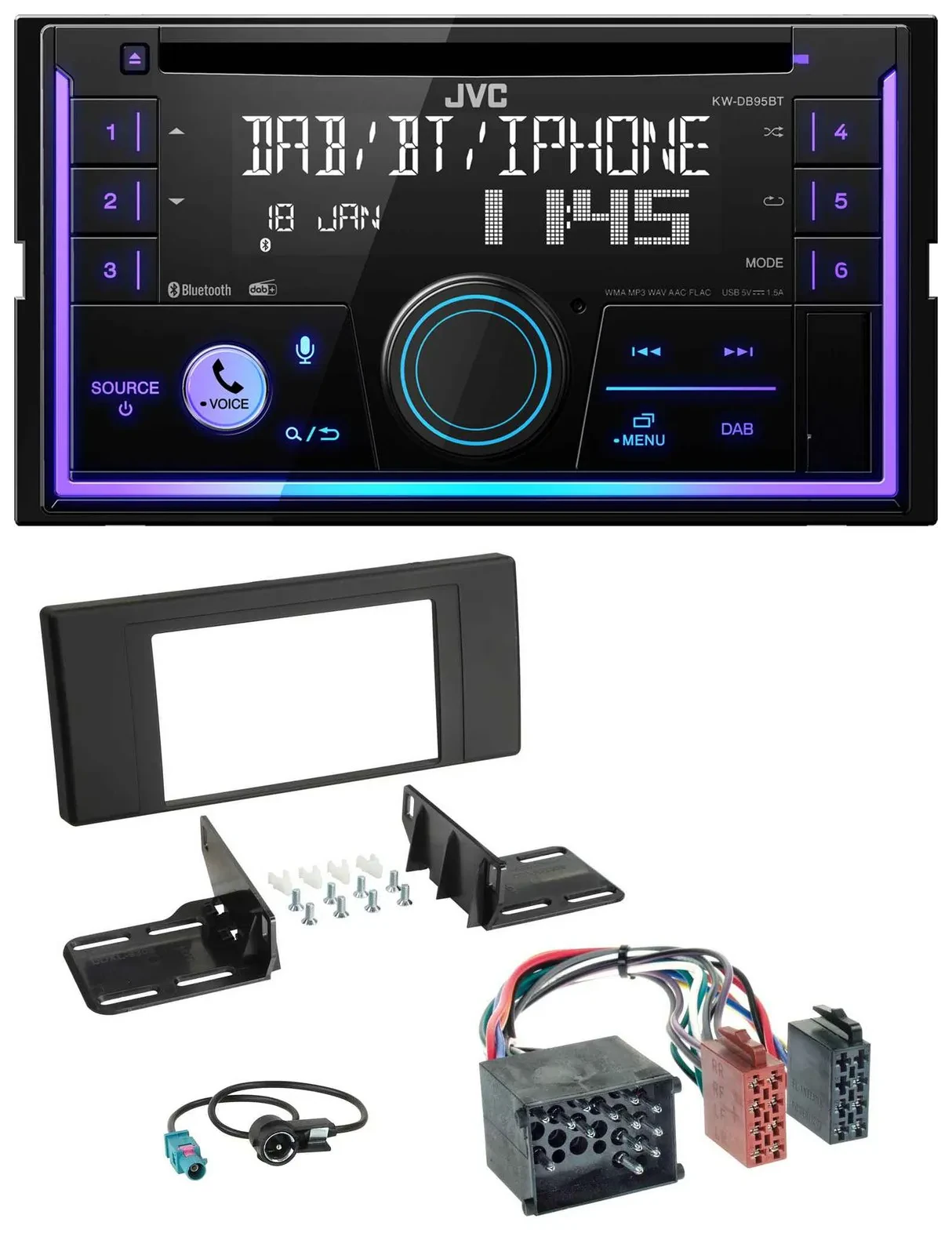 JVC MP3 USB 2DIN DAB Bluetooth CD Autoradio für BMW X5 (E53 2000 2002)