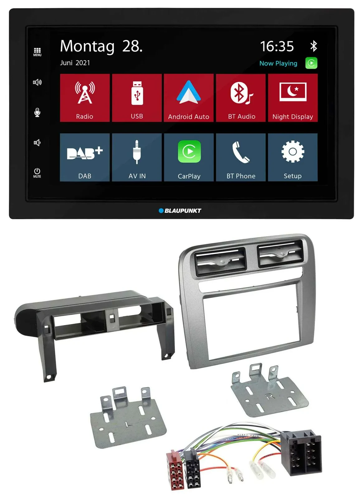 Автомагнитола Blaupunkt 2 DIN, Bluetooth, DAB, USB, для Fiat Grande Punto (2005–2009), антрацитовый