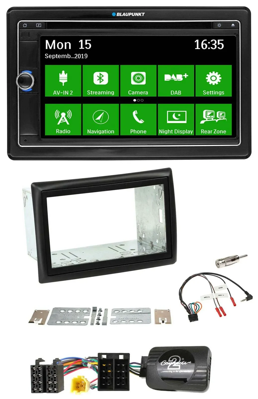 Blaupunkt Bluetooth 2DIN Lenkrad DAB USB TMC Navigation für Renault Megane II 20