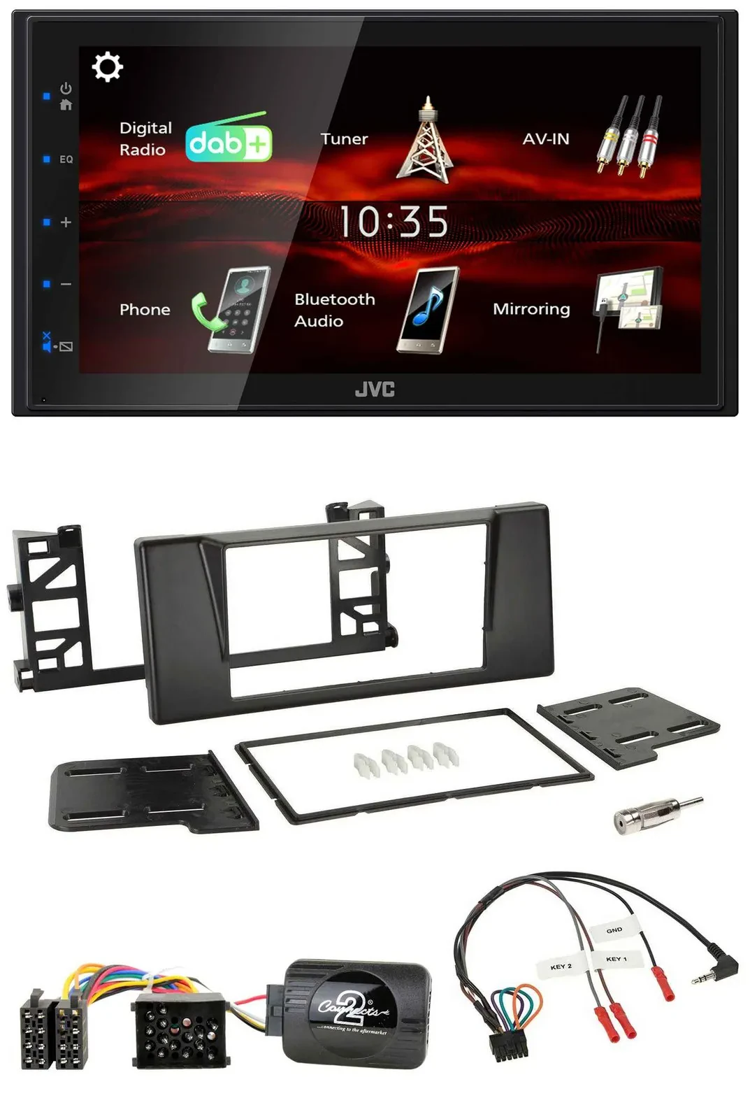 Автомагнитола для BMW 5 Series E39 (1997–2001) JVC 2 DIN, USB, Bluetooth, DAB, управление с руля