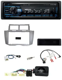 Автомагнитола для Toyota Yaris 2007–2011 Alpine USB, Bluetooth, DAB, серебристая