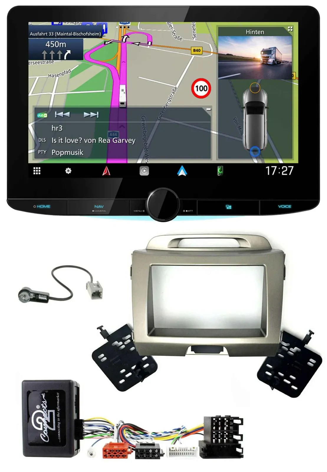 Автомагнитола для Kia Sportage 3 Kenwood Bluetooth, DAB, TMC, 2DIN, USB, навигация