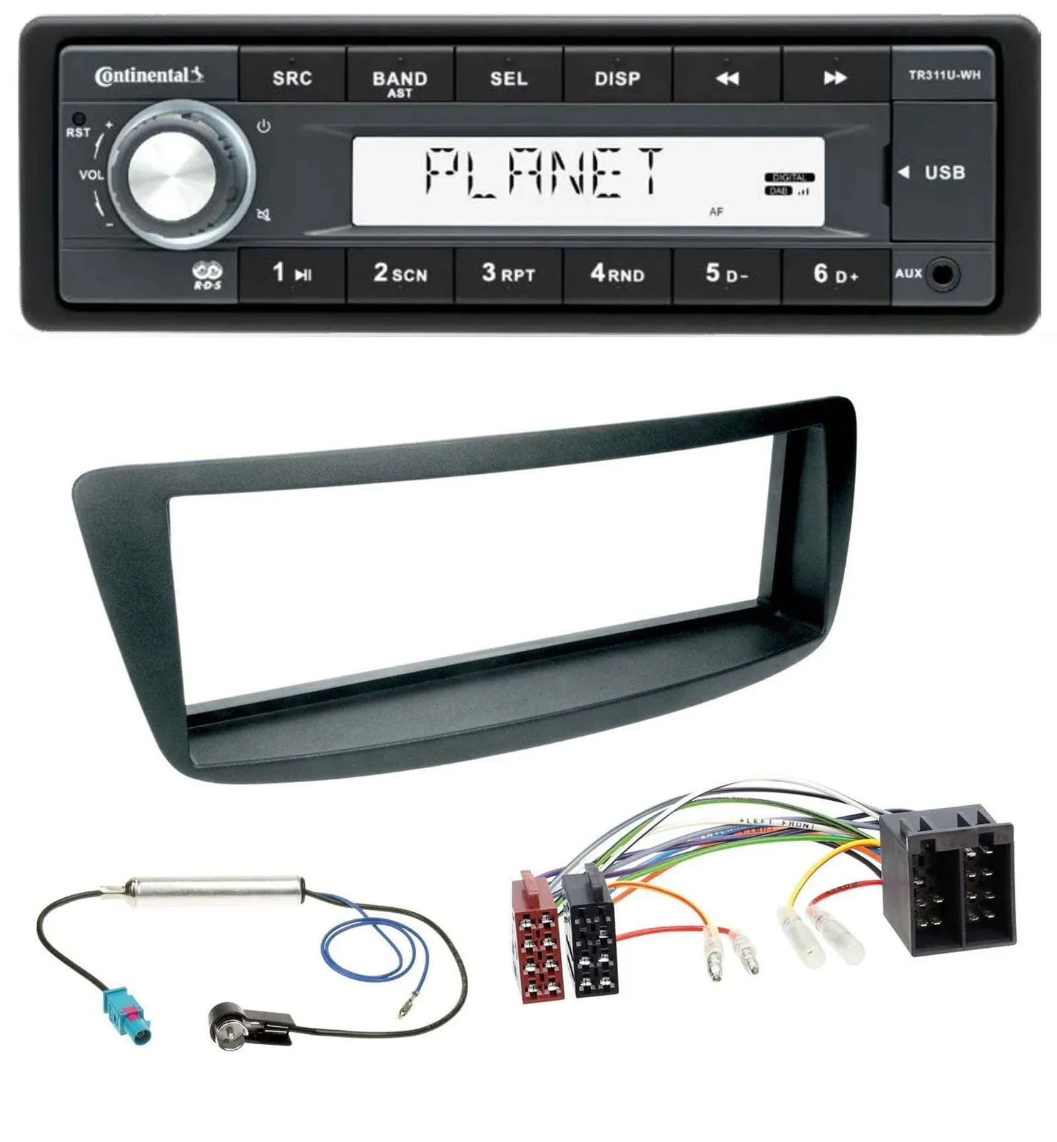 Continental USB MP3 AUX 1DIN Autoradio für Citroen C1 Peugeot 107 Fakra Phantome