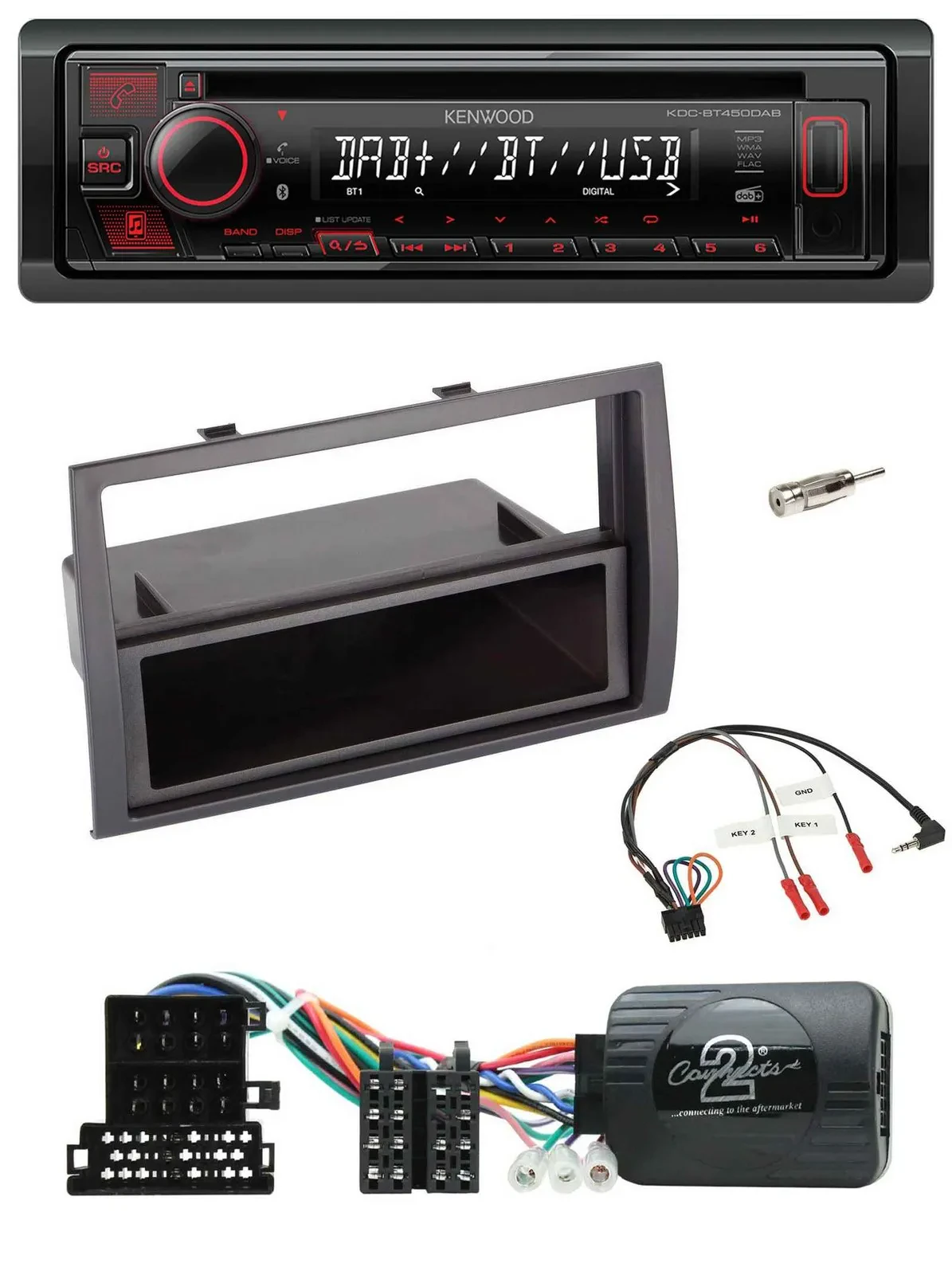 Kenwood Lenkrad CD USB Bluetooth DAB Autoradio für Citroen Jumper 2008-2011