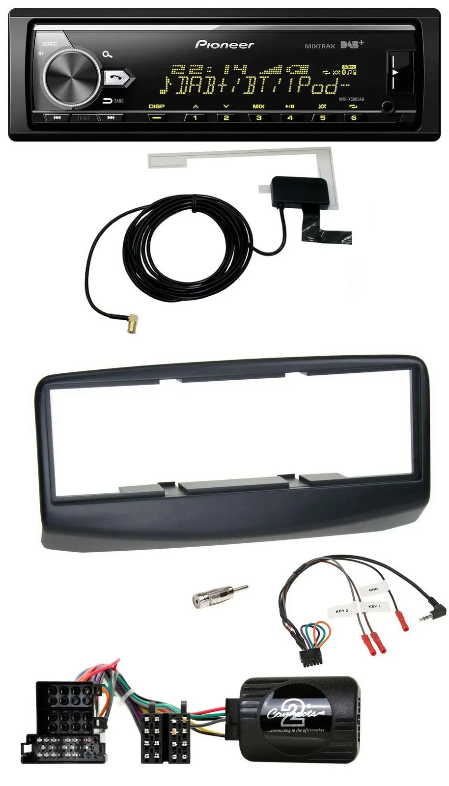 Автомагнитола для Fiat Multipla 2006–2010 Pioneer Bluetooth, DAB, USB, поддержка управления на руле