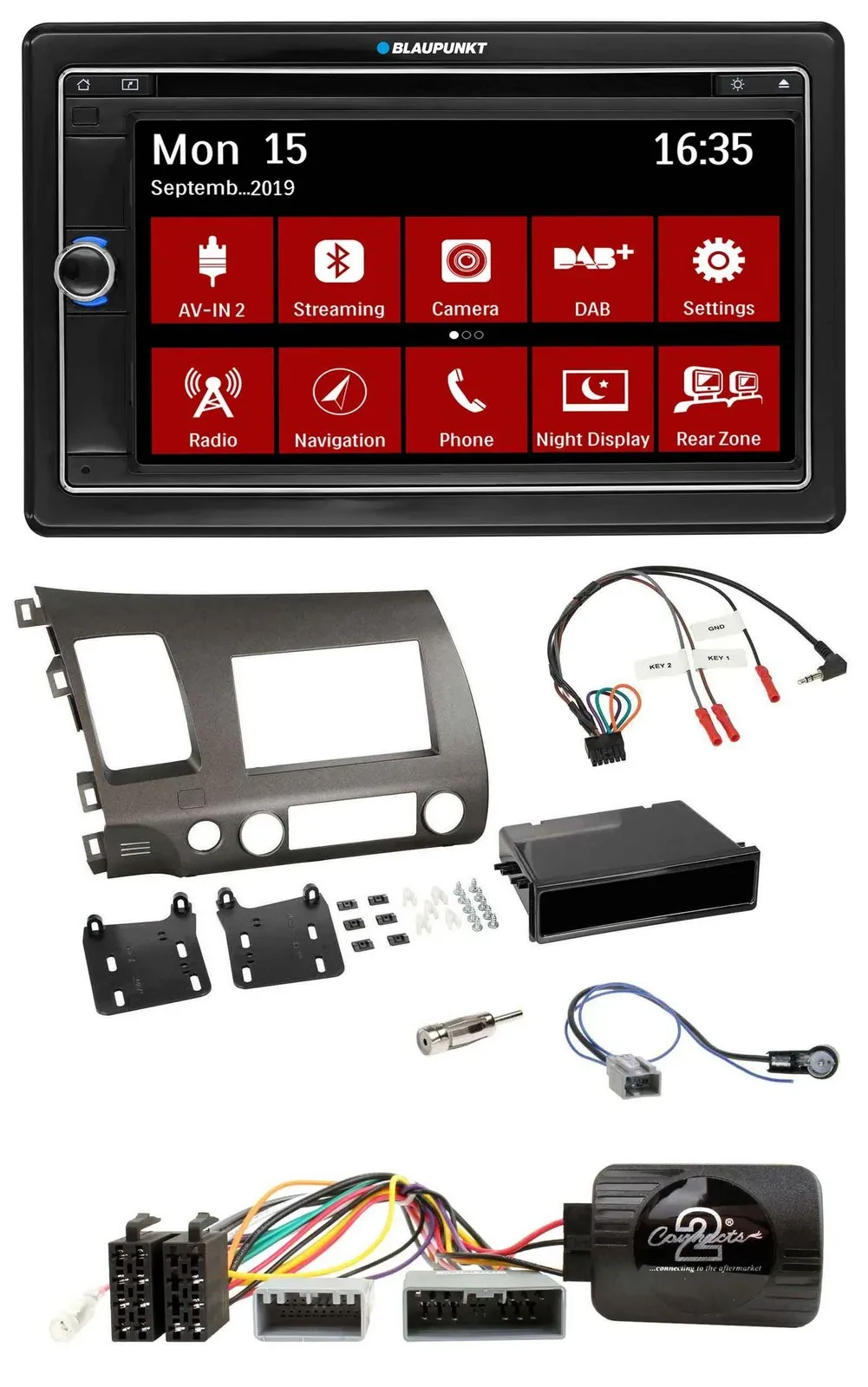 Blaupunkt Bluetooth DAB 2DIN USB DVD Lenkrad Autoradio für Honda Civic 06-10 Hyb