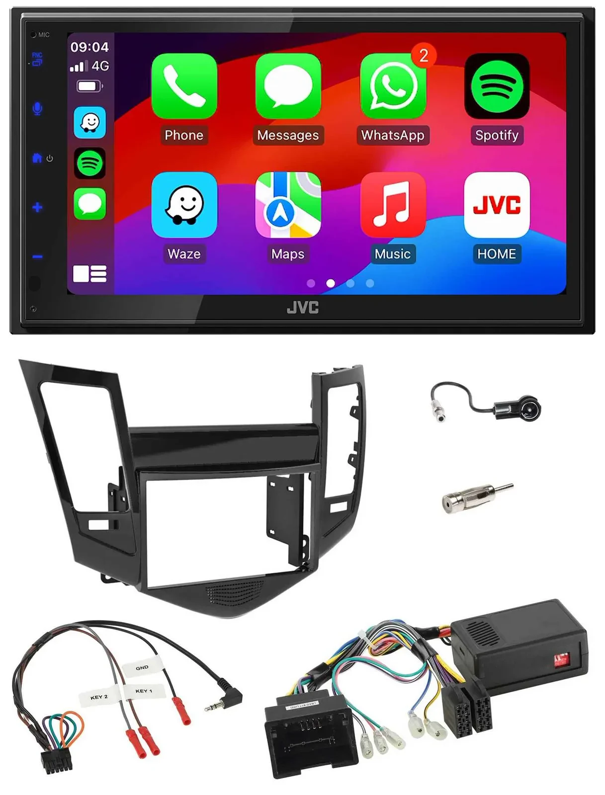 JVC Bluetooth USB Lenkrad 2DIN DAB Autoradio für Chevrolet Cruze 05/2009-2016
