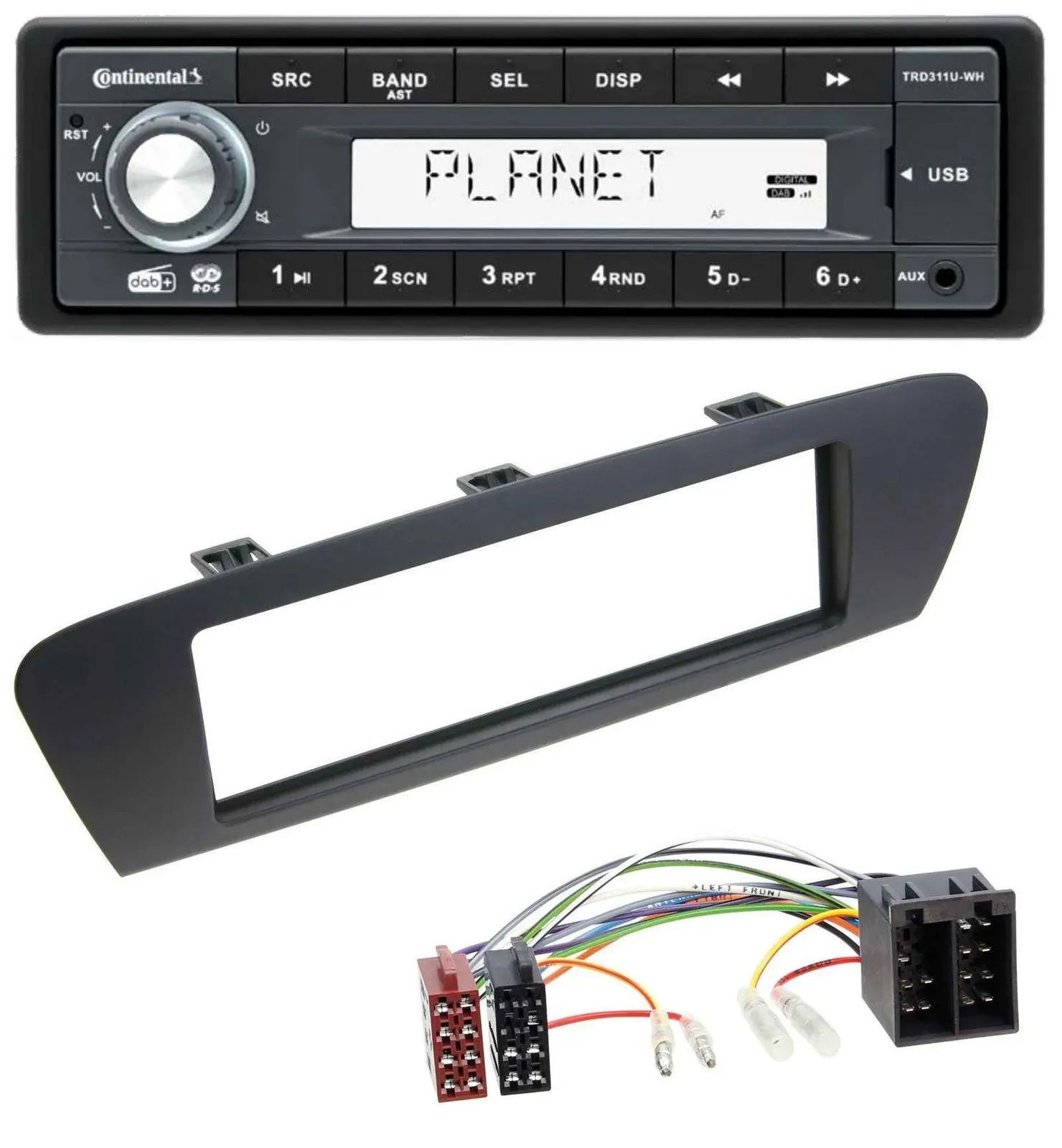 Continental MP3 AUX USB DAB 1DIN Autoradio für Renault Scenic (ab 09) - braun