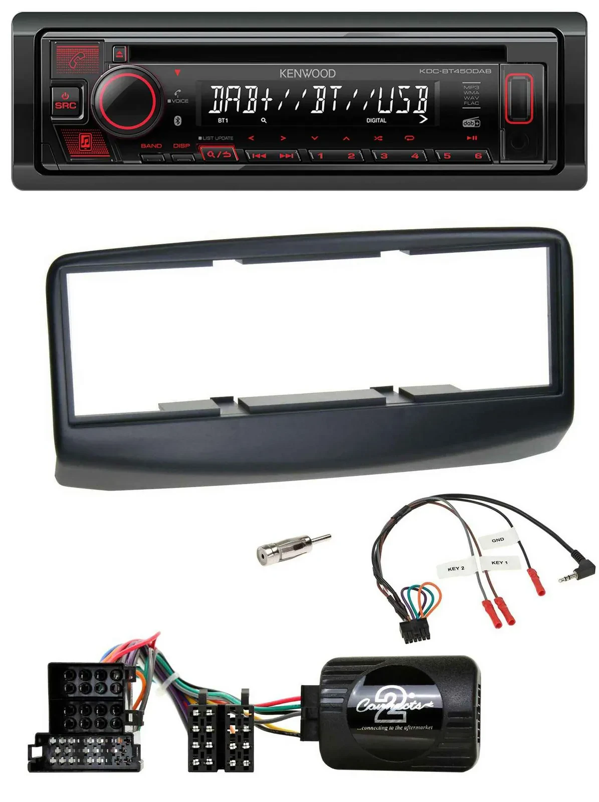 Автомагнитола Kenwood CD USB Bluetooth DAB для Fiat Multipla 2006–2010