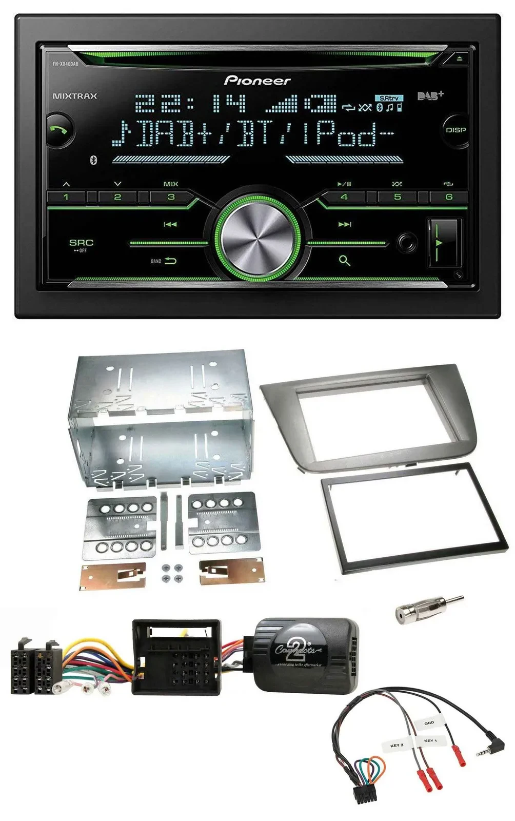 Pioneer Bluetooth Lenkrad DAB 2DIN USB CD Autoradio für Seat Altea Altea XL Tole