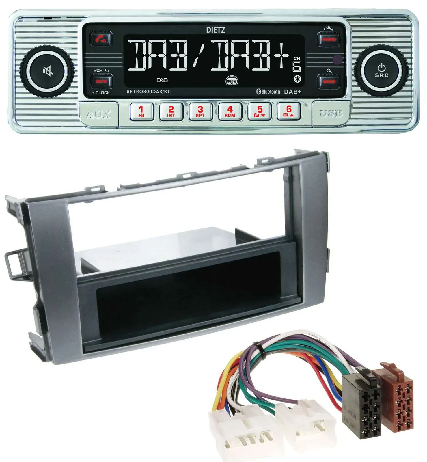 Dietz Bluetooth MP3 DAB USB Autoradio für Toyota Auris 07-12 anthrazit-grau