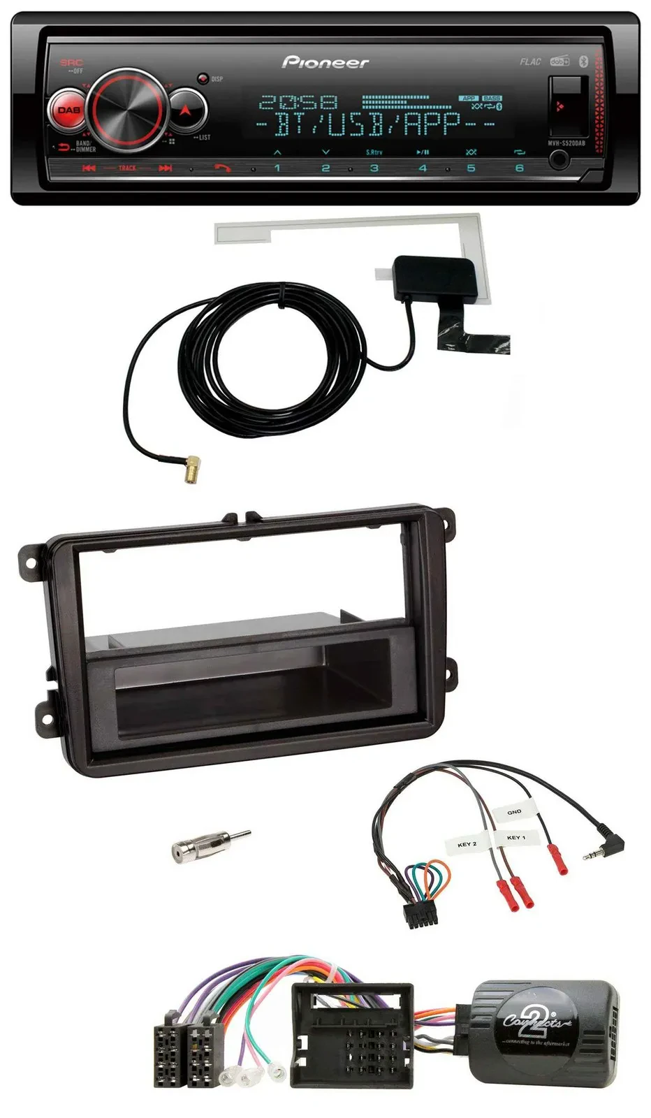 Pioneer Bluetooth DAB USB Lenkrad Autoradio für Skoda Fabia 5J 2007-2014