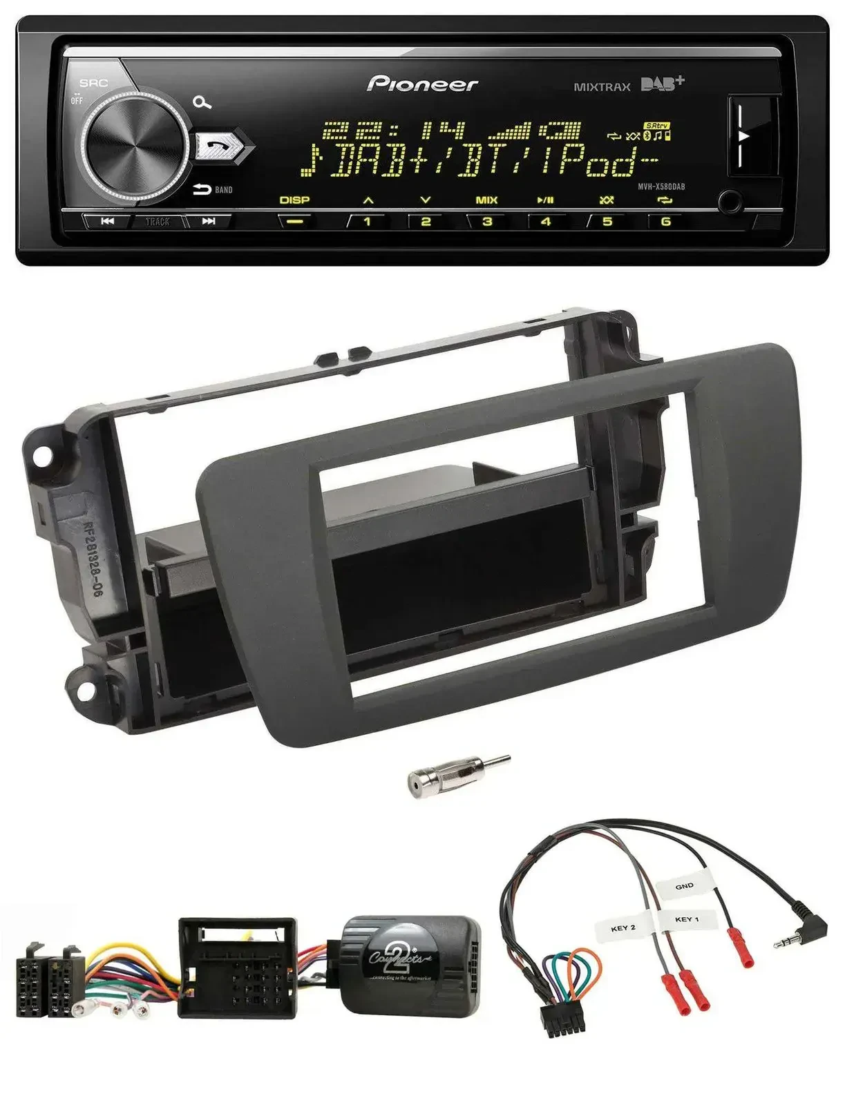 Автомагнитола для Seat Ibiza Pioneer Bluetooth USB DAB серый