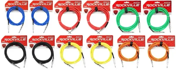 Инструментальный кабель Rockville RCGT10 Multicolor 3 м (12 штук)