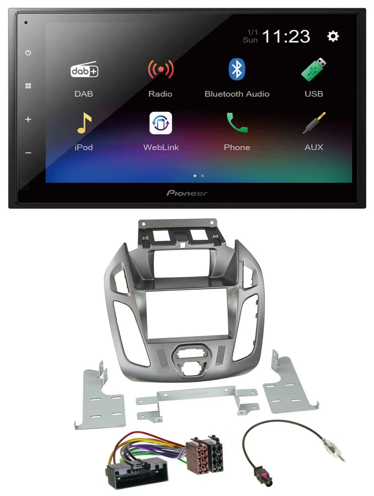 Pioneer USB Bluetooth DAB 2DIN MP3 Autoradio für Ford Transit 12-18 Display Conn
